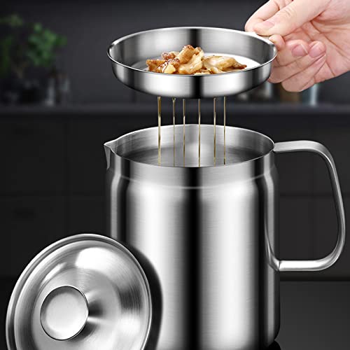 15000ML Ölsieb Topf Fettkanne, 304 Edelstahl Ölsieb Topf, Fettbehälter mit feinmaschigem Sieb zur Aufbewahrung von Bratöl und Kochfett – Bild 5