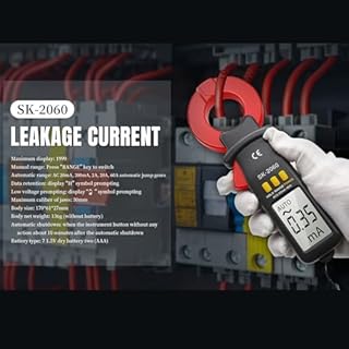 RASTKY Tester di Corrente di Dispersione Ad Alta Precisione 60A Range Auto Range Hold Amperometro Pinza Amperometrica per Strumento Professionale di Rilevamento Microcorrente (SK-2060 CA 0,05 mA-60 A)