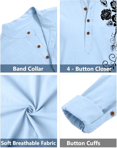 Image of Zombom Men's Cotton Polyester Blend Mandarin Collar Self One Design Printed Full Sleeve Casual Short Kurta