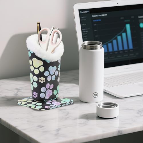 FlyingMage Plush Lined Eyeglasses Holder, Cute Magnetic PU Leather Glasses Stand Case for Women Men Kids (Multicolor Paw) - Thumbnail 7