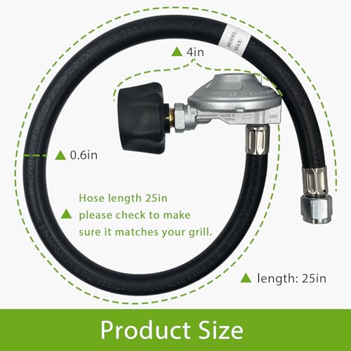 Image of 25IN Hose And Regulator Kit For Weber Grill Parts, Metal Material, Black Color, Compatible With Weber Genesis /Spirit /Summit I /II Series (Models 7627 67069 69891 200 210 300 310 330 Silver Gold)