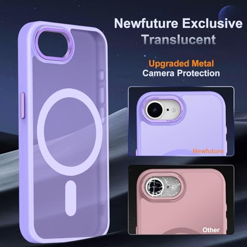Newfuture Designed for iPhone 17e Case & iPhone 16e Case with Magnetic [13 FT Military Drop Protection] [Compatible with Magsafe] Translucent Shockproof with Anti-Fingerprint Phone Case, Lilac Purple — view 4