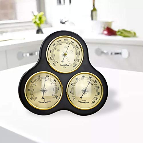 Traditional Weather Station, Wall-Mounted 3-in-1 Household Barometer Thermometer Hygrometer High-Precision Pressure Gauge Air Weather Station Instrument Monitoring Atmospheric Pressure No Batter - Thumbnail 3