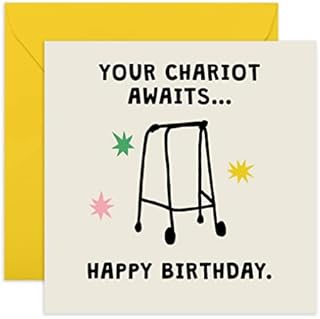 Central 23 Your Chariot Awaits' (Zimmer Frame) - Funny Birthday Card for Mum or Dad - 50th 60th 70th 80th - Age Joke - Happy Birthday Grandad Nanny - Older Brother - Sister