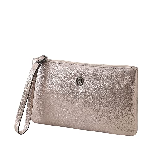 Bolsa Carteira Clutch Feminina de Couro Bovino Legítimo c/Fechamento em Zíper Mariart Cambará (Onix)