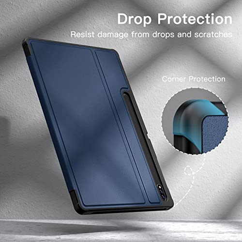 Image of JETech Folio Case for Samsung Galaxy Tab S8 Plus /S7 FE /S7 Plus 12.4 inch, Navy | For 2022 /2021 /2020 Model, Multi-Angle Stand Cover, S Pen Holder, Slim Protective Cover, Auto Wake /Sleep