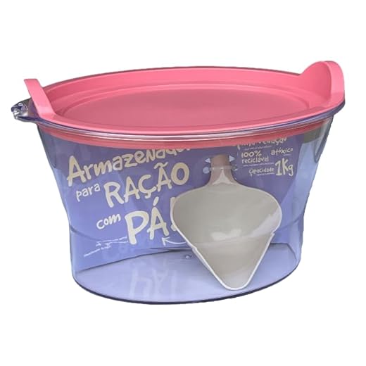 Armazenador de Ração 1kg Porta Ração Cães e Gatos Outros Animais Família de Estimação (Rosa)