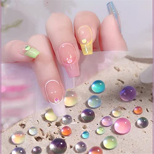 900 Pcs New Gradient Imitation Pearl Mermaid Bubble Beads Symphony Semi-Circular Pearl Mixed Size 2/3/4/5/6/7 Mm Candy Color Aurora Glass Beads Diy Materials For Nail Art Decoration (9 Colors) #TOP11