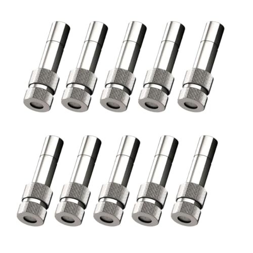 Image of CSI INTERNATIONAL Brass Misting Nozzle Pack of 10 | 0.3mm Mist Sprinkler for Garden Water Spray | Anti-Drip Fogger, Cleanable Mist Nozzles for Outdoor Cooling, Irrigation & Greenhouse System