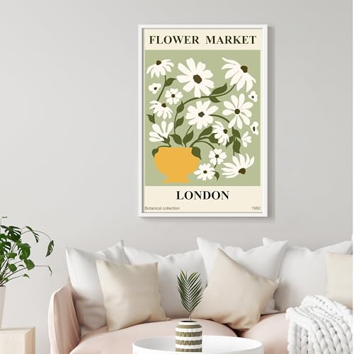 Image of upsimples 24x36 Poster Frame, Display Pictures 20x30 with Mat or 24x36 Without Mat, Wall Hanging Picture Frame, White, 1 Pack