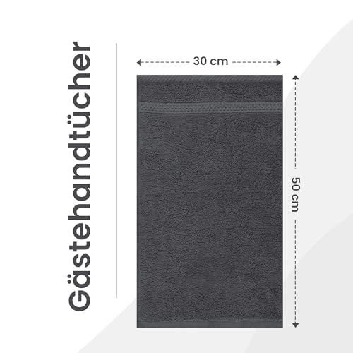 Utopia Towels – 10er-Pack Gästetücher, 30 x 50 cm, mit Aufhängeschlaufe, 100% Baumwolle, Oeko-TEX® Hergestellt in Grün Zertifiziert Handtücher, weiches und saugfähiges Gästetuch-Set (grau)