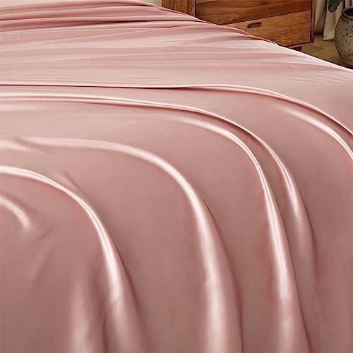 Image of Ersmak Satin Flat Sheet Only, Single Flat Sheet Twin, Luxury & Ultra Soft Silky Bedding Top Sheet for Twin Mattress - Champagne