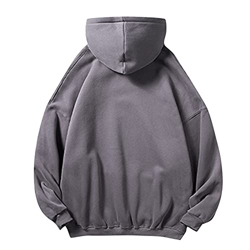 Miuersa Oversized Men's Pullover Hooded Sweatshirts Trendy Baggy Drop Shoulder College Long Sleeve Tops With Pocket S-5Xl Dark Gray, X-Large #TOP1