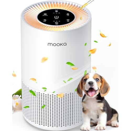 Air Purifiers for Home Large Rooms up to 1200ft², MOOKA H13 True HEPA Air Purifier for Bedroom Pets with Fragrance Sponge, Timer, Air Filter Cleaner for Smoke, Odor, Dander, Pollen (White)
