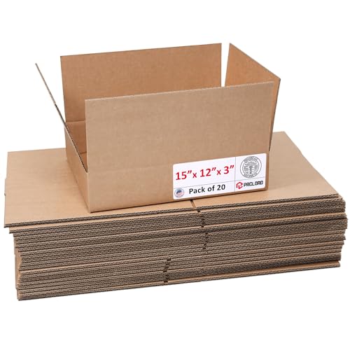 Image of Flat Cardboard Boxes 36 inchL x 15 inchW x 3 inchH (Pack of 20) - USA-Made Packing Boxes for Moving, Shipping, or Storage - USPS, UPS, FedEx Approved - Professional Packing Supplies for Moving | USA-Made Packing Boxes for Moving, Shipping, or Storage - USPS, UPS, FedEx Approved - Professional Packing Supplies