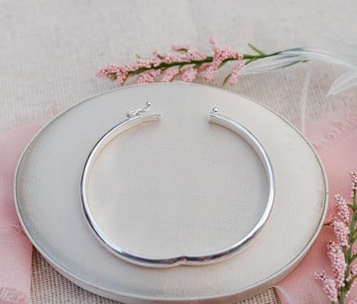 Precious Pieces Personalized Sterling Silver Baby Bangle Bracelet Gift for Child, Toddler, Kids, Teen, or Women Custom Jewelry with Engraved Name3
