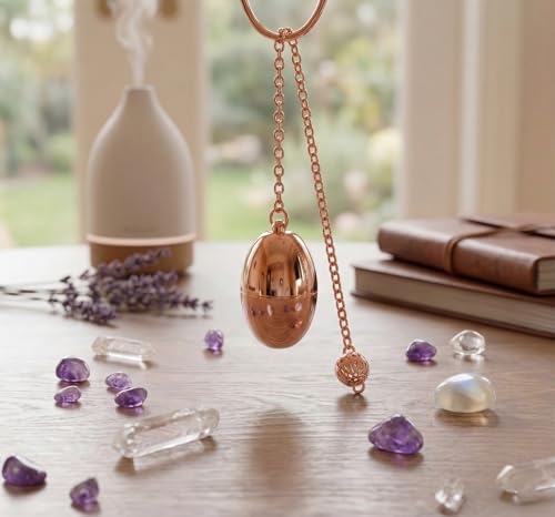 Image of Oval Openable Copper Pendulum for Reiki Healing, Dowsing & Chakra Balancing - Divination & Meditation Tool for Energy Cleansing