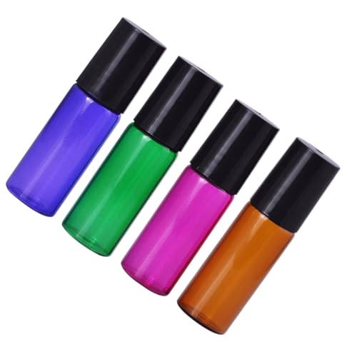 Ipetboom Botellas Sub Vacías de Vidrio 5 Ml Set de 4 Piezas Portátiles para Aceites Esenciales y Lociones Botellas de Muestra Prácticas a Prueba de Fugas para Viaje