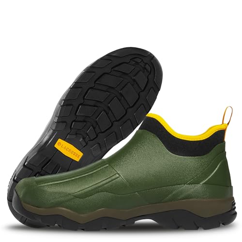 LaCrosse Alpha Muddy 4.5' Rubber Boots for Men Featuring Waterproof Rubber, Pull-On Design, and Eva Footbed, Green - 7 M