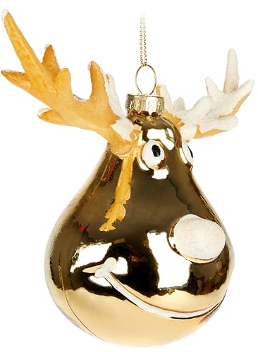 BRUBAKER Elch Gold - Handbemalte Weihnachtskugel aus Glas - 15 cm...