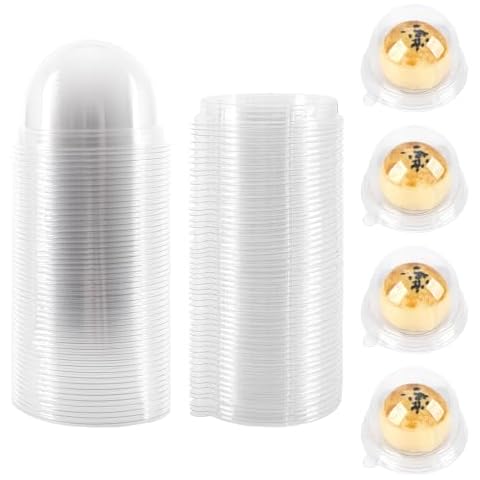 Hewnda 50 Pack 2 Inch Clear plastic mini cake box muffins box cookies cookies muffins dome box wedding birthday gift box(Clear) Cover