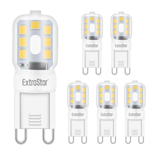 EXTRASTAR Ampoule LED G9, 2,5W équivalent à Une Lampe Halogène 20W, G9 LED Lampe Ampoules Lumière Blanc Chaud 3000K, Non-Dimmable 360 degrés, Lot de 6