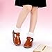 TOZHCITA Classic Brown Leather Mary Jane Shoes for Toddler Girls School Daily Wear T-Strap Ballet Flats