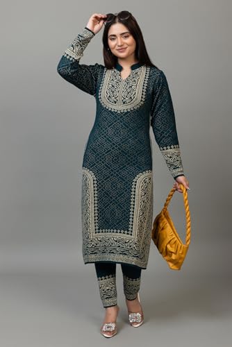 Image of ColorChakra Woolen Kurta Palazzo Set for Womens Winter wear Wool Kurti Sizes M to 4XL