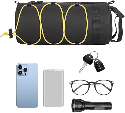 Bicycle Handlebar Bag, Multifunctional Handlebar Bag,Waterproof Handlebar Storage Bag with Shoulder Strap, for Road Bike Mountain Bike Cycling Travel (Yellow) - Image 5