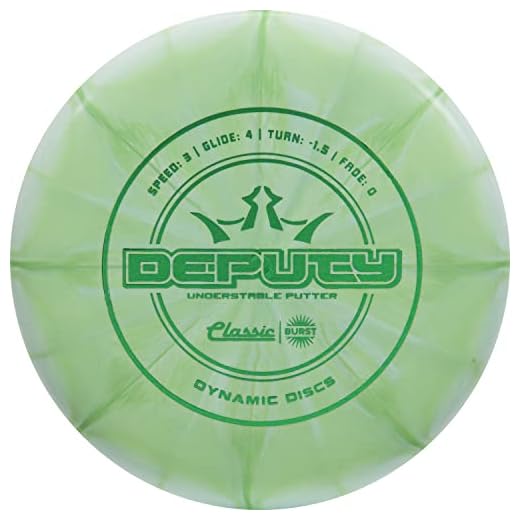 Dynamic Discs Classic Burst Deputy Disc Golf Putter | 170g Plus | Throwing Frisbee Golf Putter | Consistent Disc Golf Flight | Beadless and Shallow Disc Golf Putter | Stamp Color Will Vary (Green)