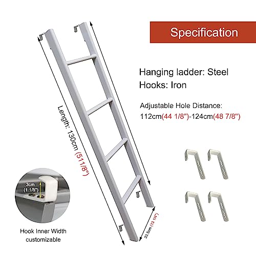 Escalera para cama de RV de 130 cm, color blanco, multifunción y de alta resistencia 3