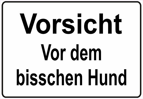 Netspares 138288358 - Cartel con mensaje en alemán "Vorsicht vor dem bisschen Hund Achtung Aufpassen