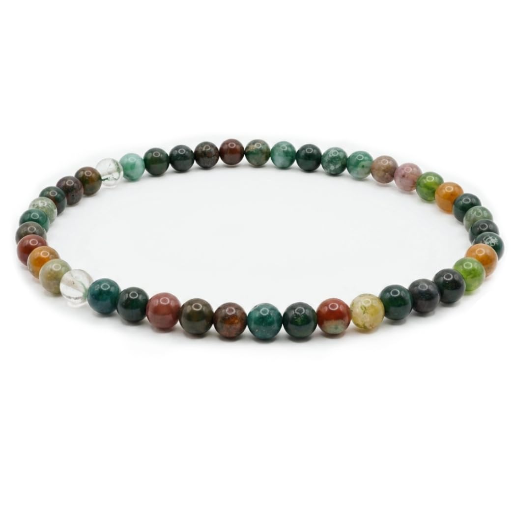 bySantana Naturstein Armband Edelstein Perlenarmband Elastisch Damen Herren | Echte 4mm Edelsteinperlen, Für Damen oder Herren, Ohne Verschluss, Stapelbar, Boho Style, Freundschaftsarmband, Geschenkidee