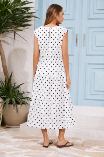 Image of calbatic Women Pleated Ruched Tiered Maxi Dress Sleeveless Patchwork Ruffle Hem A Line Flowy Summer Elegant Long Dress
