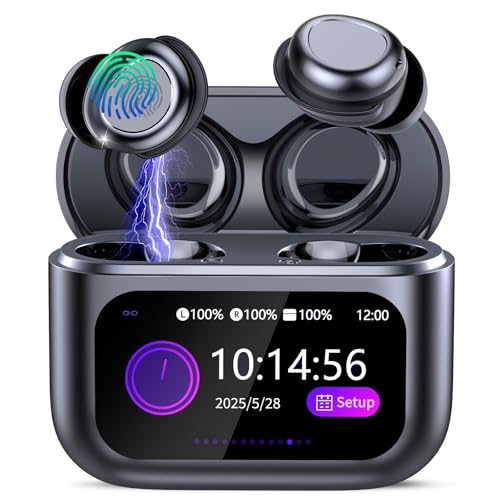 ZYHKON Bluetooth Kopfhörer, Bluetooth 5.4 Schlafkopfhörer In Ear mit Touchscreen, 48H Spielzeit Mini Kopfhörer mit HiFi Sound/5 EQ-Modi/ENC Noise Cancelling, Wireless Ohrhörer für Seitenschläfer