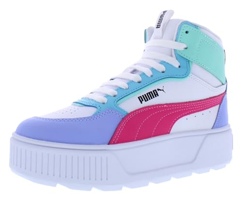 PUMA Karmen Rebelle Mid GS Girls Shoes Size 7, Color: White/Multi-Colored-White