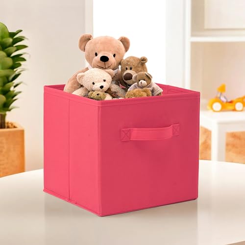 Kuber Industries Square Foldable & Multipurpose Wardrobe Storage Organizer for Home | 11 Inch Portable Cupboard/Closet Organiser Storage Box for Clothes & Toys | Pink Kuber Industries Square Foldable & Multipurpose Wardrobe Storage Organizer for Home | 11 Inch Portable Cupboard/Closet Organiser Storage Box for Clothes & Toys | Pink