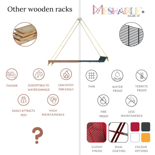 Image of Meshable Weebill 3-Tier Wall Hanging Metal Wall Shelf with Jute Rope, Home Decor Wall Shelves and Storage Racks with Elegant Design Ideal for for Balcony and Terrace, Standard Size - White