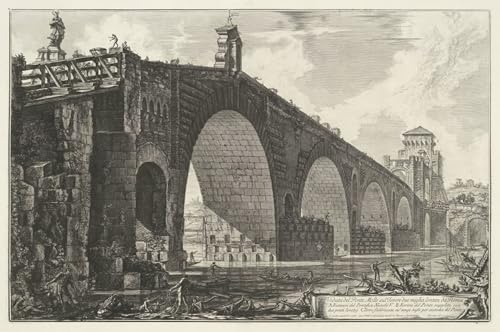 IPLUPJDY Pintura Mural Cuadro en Lienzo Lienzo Para Pared Vista del puente Molle sobre el Tíber a dos millas de distancia de Battista Piranesi para la Decoración del Hogar del Dormitorio 60x90cm
