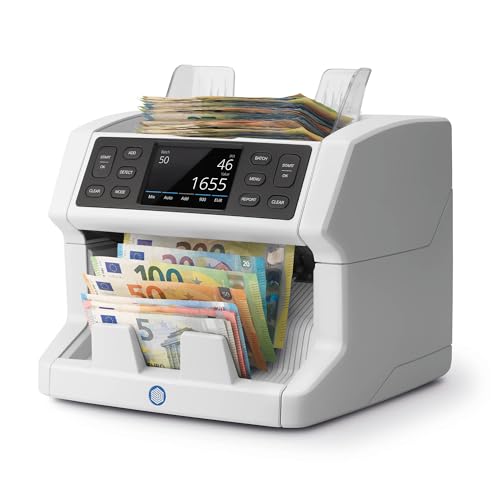 Safescan 2865-S Contadora de billetes cuenta el valor de billetes mezclados - Contadora detectora de billetes falsos en 7 puntos - Máquina para contar billetes con interfaz multilingüe