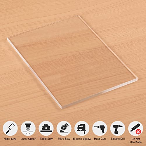 Image of KAITELA Clear Cast Acrylic Sheet 8 inch x 12 inch x 1 /4 inch Thick (6mm), Pack of 2
