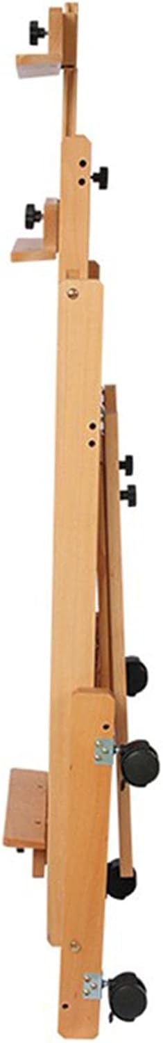 Multi-Function Studio Easel, Professional Large Studio Artist H-Frame Wood Painting Art Easel Standing, Movable Heavy Duty Flooring Adjustable Solid Wooden Beech Easel with 4 Wheels