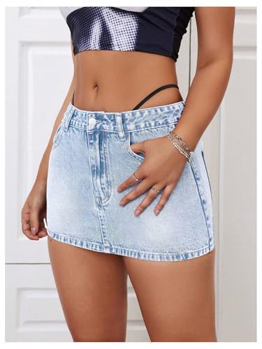 Milumia Women's Low Waisted Denim Skirt Going Out Bodycon Mini Jean Skirts4