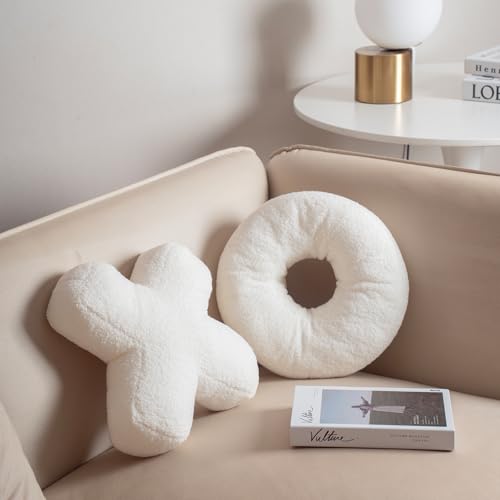 FairDeco XO Pillow Plush, White Throw Pillows Valentine's