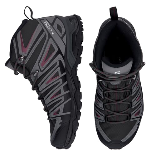 Salomon Men's X ULTRA PIONEER MID CLIMASALOMON™ WATERPROOF Hiking Boots for Men, Peat / Quiet Shade / Biking Red,10.5
