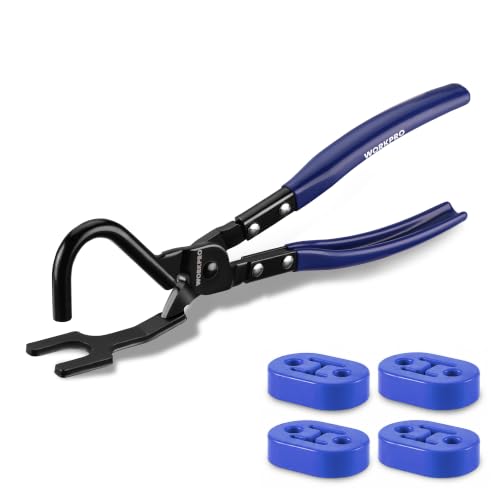 WORKPRO Exhaust Hanger Removal Tool with 4 Rubber Hangers Blue