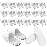 20 Pairs of Hotel Slippers, Waffle Closed Toe,Disposable Deluxe Closed Toe Spa Slippers, Flat White House Shoes Washable and Foldable Winter Slippers for Spa, Party Guest and Travel