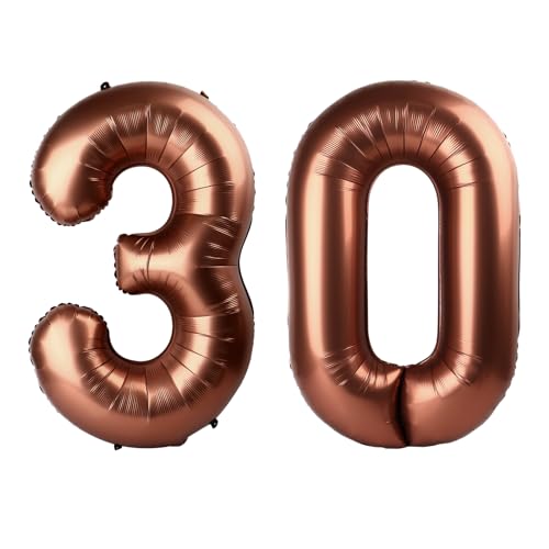 Image of Dark Brown Number 30 Balloon 40 inch, Coffee Brown 30 Number Balloons, 30st Birthday Decorations, Chocolate 30 Year Old Women Men Party Supplies