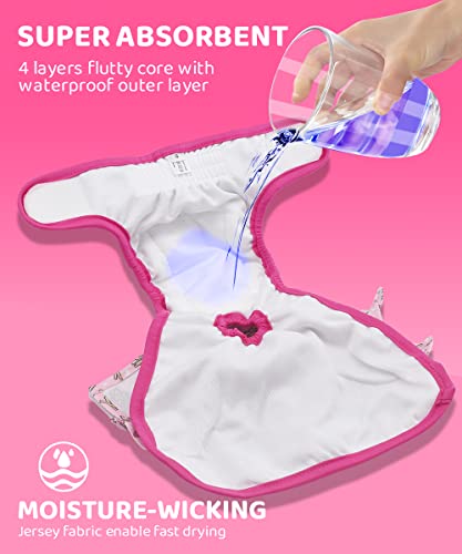 Enipoly Female Dog Diapers (3 Packs) High Absorbent Doggie Belly Bands Washable Reusable Puppy Wraps (Pattern Pink Hearts, French Fries), Small #TOP3