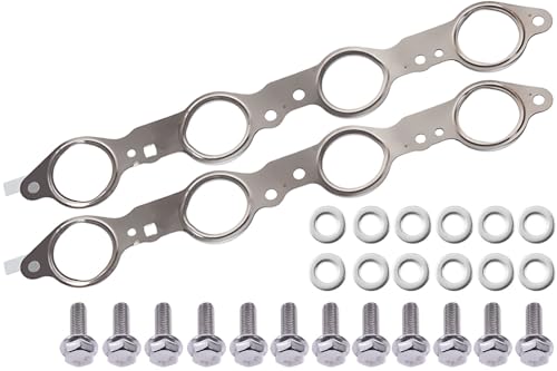 12617944 MLS Exhaust Manifold Gasket & 12 Bolt Kit - High Temp Resistant for Chevy Silverado GMC Sierra 1500 2500 Suburban 4.8L 5.3L 5.7L 6.0L 6.2L LS1 LS2 LS3 LS6 LQ4 LQ9 Engine